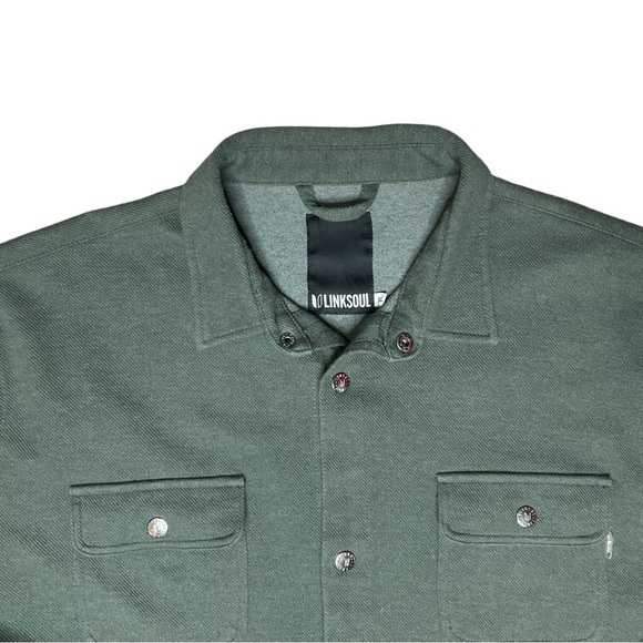 Linksoul Wyeth Shirt Jacket Shacket Men XL Snap Button Gray Cabin Core Golf Wear - Picture 6 of 10